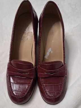 Michael Kors Croc-Embossed Burgundy Penny Loafers